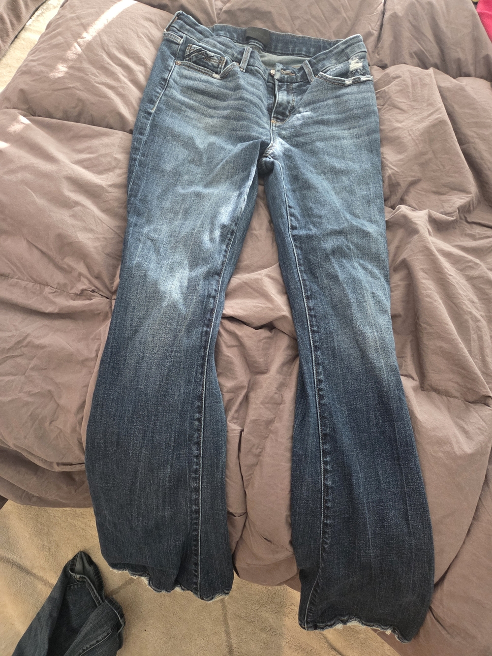Buckle Black Women’s Distressed Dark Blue Flared Jeans